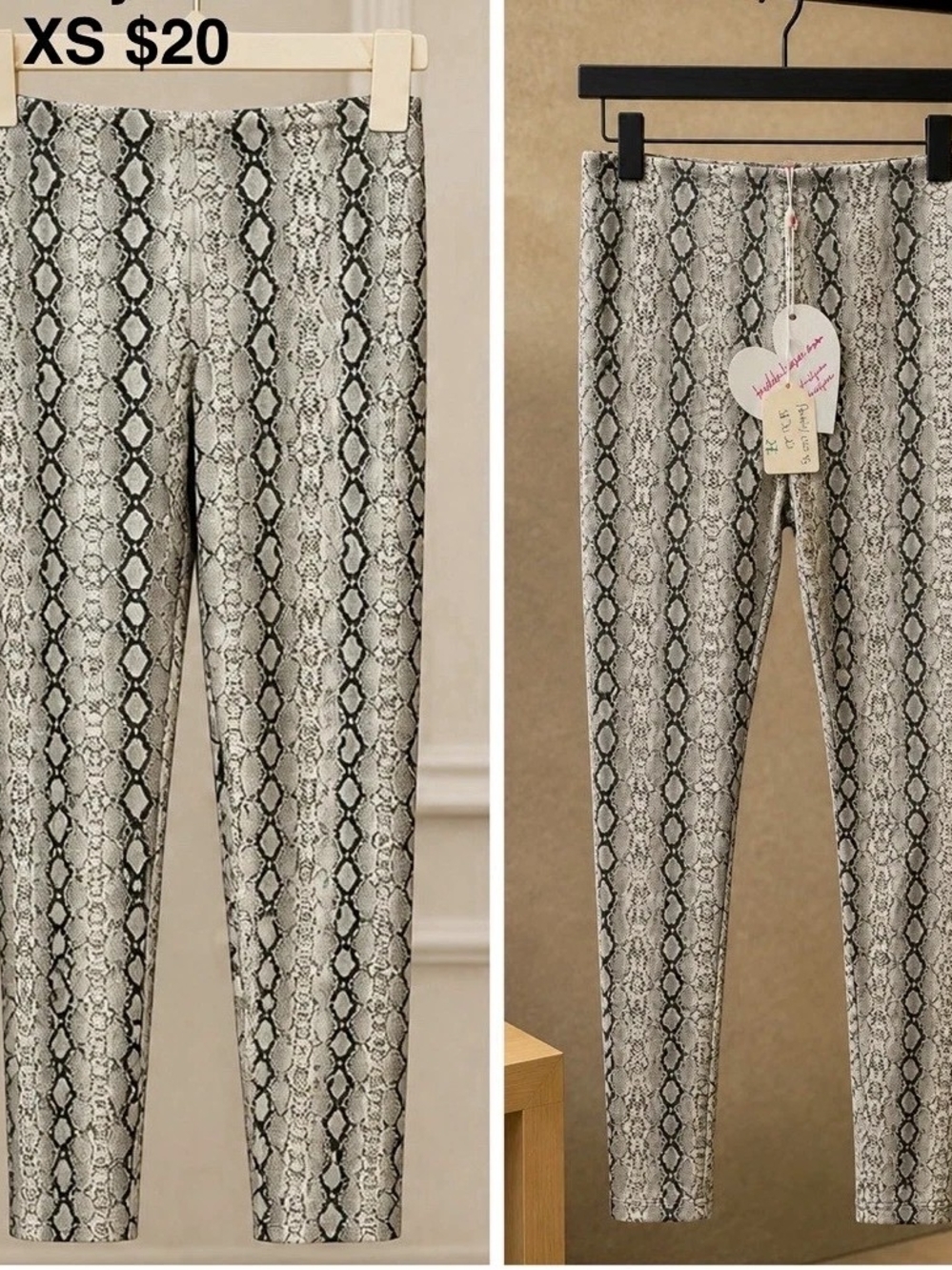 Buddy Love Women's Gray Black Snake Print Skinny Leg Leggings XS Pull On